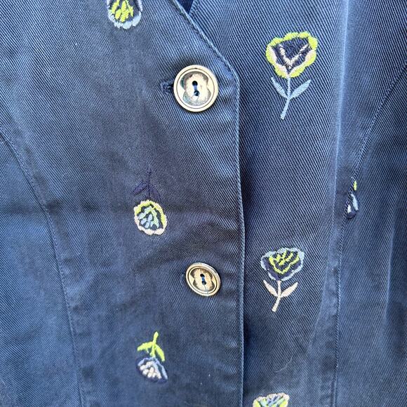 Action Wear Embroidered Flowers Tencel Vest Large Vintage USA - Picture 6 of 6
